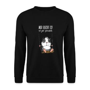 Süßes Meerschweinchen auf Schaukel - Unisex Pullover - Schwarz - Vorne - Alina (178cm) & Michal (187cm)