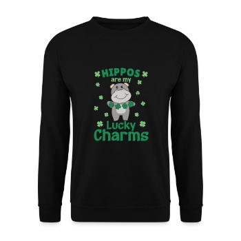 Les hippopotames sont mes porte-bonheur de la Saint-Patrick - Sweat-shirt Unisexe - noir - Devant - Alina (178cm) & Michal (187cm)