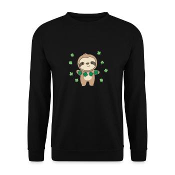 Sloth with shamrocks cute animals for luck - Unisex Sweatshirt - black - Front - Alina (178cm) & Michal (187cm)