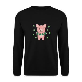 Pig with shamrocks cute animals for happiness - Unisex Sweatshirt - black - Front - Alina (178cm) & Michal (187cm)