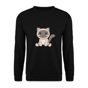 Chat siamois kawaii chats animaux mignons pour les enfants - Sweat-shirt Unisexe - noir - Devant - Alina (178cm) & Michal (187cm)