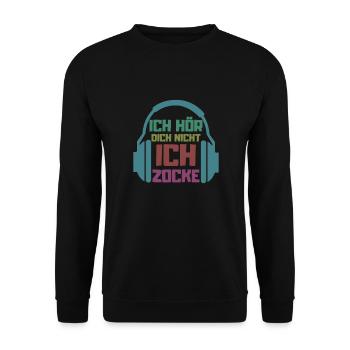 Gamer Gaming Videospiele Headset Spielee - Unisex Pullover - Schwarz - Vorne - Alina (178cm) & Michal (187cm)