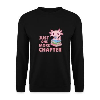 Just one more chapter süßes Axolotl mit Bücher - Unisex Pullover - Schwarz - Vorne - Alina (178cm) & Michal (187cm)