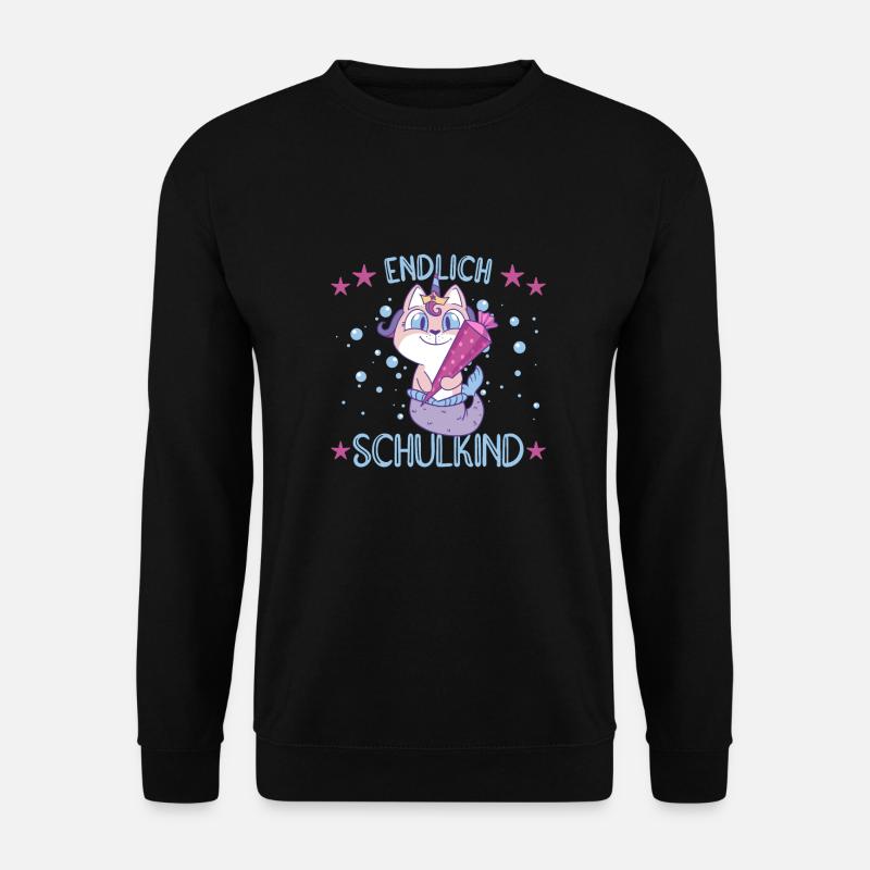 Meerjungfrau Katze Schule Einschulung Kindergarten - Unisex Pullover - Schwarz