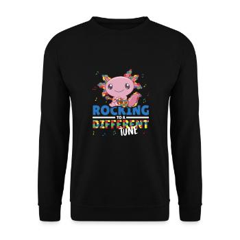 autism awareness month puzzel music axolotl - Unisex Sweatshirt - black - Front - Alina (178cm) & Michal (187cm)