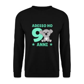 Children 9th birthday Koala Adesso ho 9 anni - Unisex Sweatshirt - black - Front - Alina (178cm) & Michal (187cm)