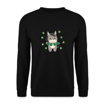 Donkey with shamrocks cute animals for happiness - Unisex Sweatshirt - black - Front - Alina (178cm) & Michal (187cm)