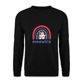 Chat pour le quatrième juillet USA Rainbow Meowica - Sweat-shirt Unisexe - noir - Devant - Alina (178cm) & Michal (187cm)