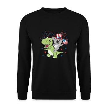 Koala avec T-Rex pour le feu d’artifice du quatrième juillet - Sweat-shirt Unisexe - noir - Devant - Alina (178cm) & Michal (187cm)