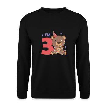 Bear for the third birthday for children 3 years old - Unisex Sweatshirt - black - Front - Alina (178cm) & Michal (187cm)