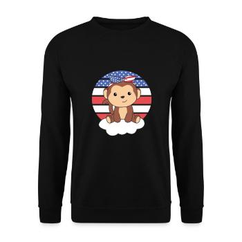 Affe für den vierten Juli amerika Flagge USA - Unisex Pullover - Schwarz - Vorne - Alina (178cm) & Michal (187cm)