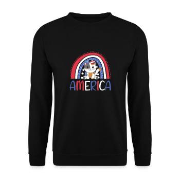 4th of July american cat for kids cute usa cat - Unisex Pullover - Schwarz - Vorne - Alina (178cm) & Michal (187cm)