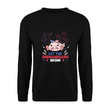 Joyeux 4ème poisson Blob doux avec Fireworks America - Sweat-shirt Unisexe - noir - Devant - Alina (178cm) & Michal (187cm)