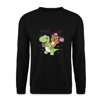 Quokka avec T-Rex pour le feu d’artifice du quatrième juillet - Sweat-shirt Unisexe - noir - Devant - Alina (178cm) & Michal (187cm)