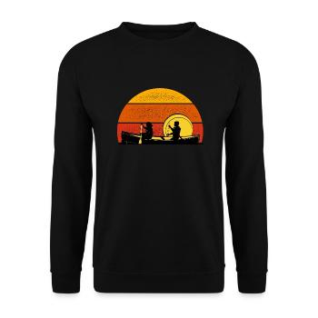 Vintage Kajak Kanu Retro - Unisex Pullover - Schwarz - Vorne - Alina (178cm) & Michal (187cm)