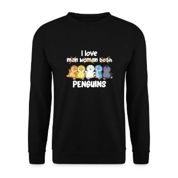 Aroace Flag Pride LGBTQ cute penguin - Unisex Sweatshirt - black - Front - Alina (178cm) & Michal (187cm)
