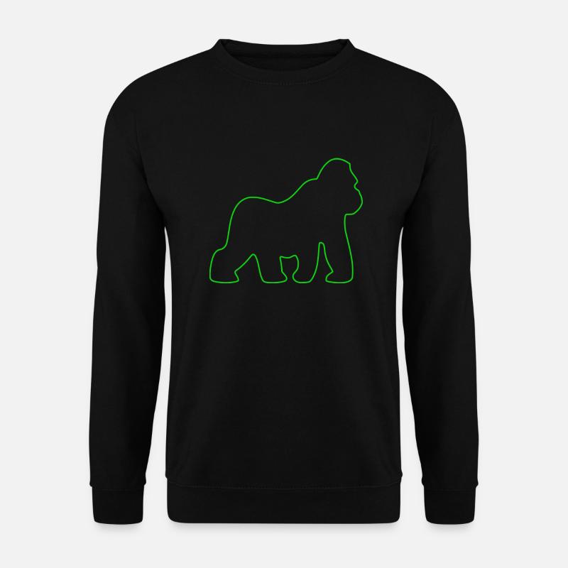 Gorilla, Silberrücken, Affe, Affen, Gorillas, - Unisex Pullover - Schwarz