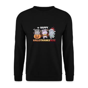 Joyeux Hallothanksmas Hippos Noël Hippopotame - Sweat-shirt Unisexe - noir - Devant - Alina (178cm) & Michal (187cm)