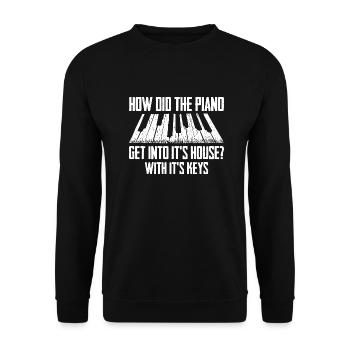 Lustiger Klavier Piano Flügel Spruch für Pianist - Unisex Pullover - Schwarz - Vorne - Alina (178cm) & Michal (187cm)