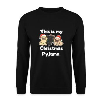 Pug Dogs Christmas Pajamas - Unisex Sweatshirt - black - Front - Alina (178cm) & Michal (187cm)