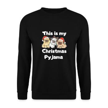 Pug Dogs Christmas Pajamas - Unisex Sweatshirt - black - Front - Alina (178cm) & Michal (187cm)