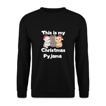 Christmas Cat Christmas Pajamas - Unisex Sweatshirt - black - Front - Alina (178cm) & Michal (187cm)