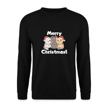 Chat Noël Animaux mignons chats Joyeux Noël - Sweat-shirt Unisexe - noir - Devant - Alina (178cm) & Michal (187cm)