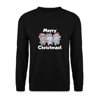 Hippo Noël Animaux doux Hippos Joyeux Noël - Sweat-shirt Unisexe - noir - Devant - Alina (178cm) & Michal (187cm)