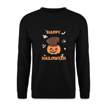 Labrador en citrouille Chiens mignons Joyeux Halloween - Sweat-shirt Unisexe - noir - Devant - Alina (178cm) & Michal (187cm)