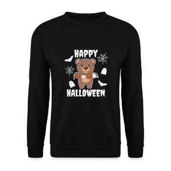 Bear Happy Halloween Citrouille Bat Costume - Sweat-shirt Unisexe - noir - Devant - Alina (178cm) & Michal (187cm)