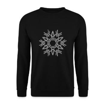Mosaik Mandala Schneeflocke - Unisex Pullover - Schwarz - Vorne - Alina (178cm) & Michal (187cm)
