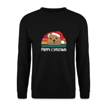 merry Christmas Retro Quokka Weihnacht - Unisex Pullover - Schwarz - Vorne - Alina (178cm) & Michal (187cm)