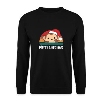 merry Christmas Retro Faultier Weihnacht - Unisex Pullover - Schwarz - Vorne - Alina (178cm) & Michal (187cm)