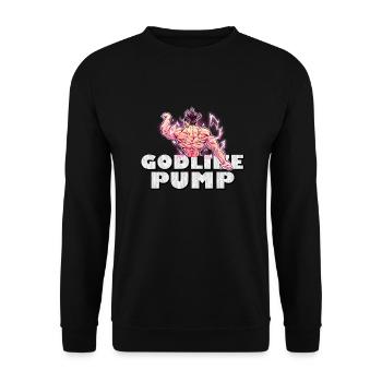Godlike Pump | Anime Gym Motif for Fans - Unisex Sweatshirt - black - Front - Alina (178cm) & Michal (187cm)