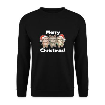 Paresseux Noël doux paresseux Joyeux Noël - Sweat-shirt Unisexe - noir - Devant - Alina (178cm) & Michal (187cm)