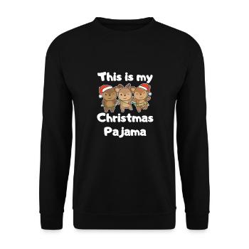 Reh Weihnachts Schlafanzug - Unisex Pullover - Schwarz - Vorne - Alina (178cm) & Michal (187cm)