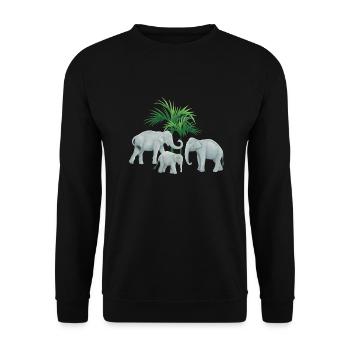 asiatische Elefantenfamilie - Unisex Pullover - Schwarz - Vorne - Alina (178cm) & Michal (187cm)