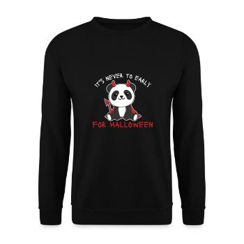 Panda il n’est jamais trop tôt pour le diable d’Halloween - Sweat-shirt Unisexe - noir - Devant - Alina (178cm) & Michal (187cm)
