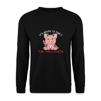 Cochon il n’est jamais trop tôt pour le diable d’Halloween - Sweat-shirt Unisexe - noir - Devant - Alina (178cm) & Michal (187cm)