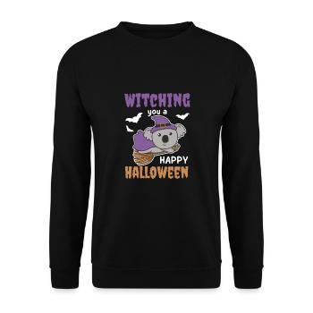 Koala Hexe Witching you a Happy Halloween - Unisex Pullover - Schwarz - Vorne - Alina (178cm) & Michal (187cm)
