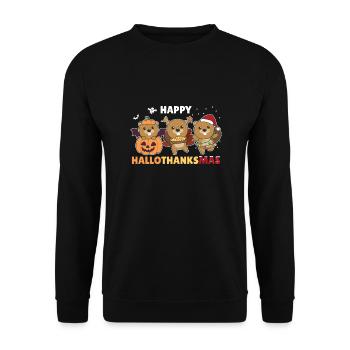 Happy Hallothanksmas Beaver Christmas Beaver - Unisex Sweatshirt - black - Front - Alina (178cm) & Michal (187cm)