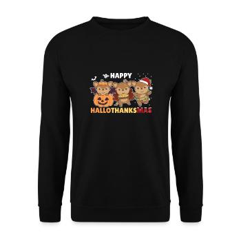 Joyeux Hallothanksmas Cerf cerf de Noël - Sweat-shirt Unisexe - noir - Devant - Alina (178cm) & Michal (187cm)