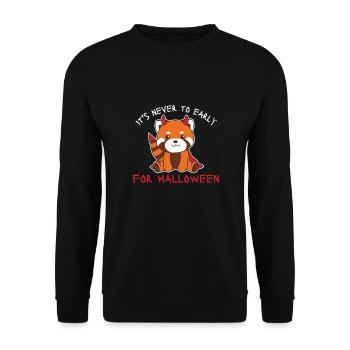Rote Panda es ist nie zu früh für Halloween Teufel - Unisex Pullover - Schwarz - Vorne - Alina (178cm) & Michal (187cm)