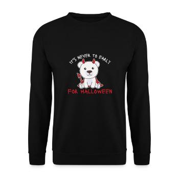 Ours polaire il n’est jamais trop tôt pour le diable d’Halloween - Sweat-shirt Unisexe - noir - Devant - Alina (178cm) & Michal (187cm)