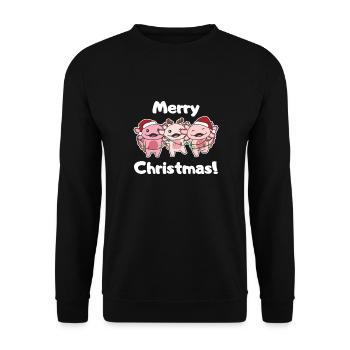 Axolotl Noël Mignon Axolotls Joyeux Noël - Sweat-shirt Unisexe - noir - Devant - Alina (178cm) & Michal (187cm)
