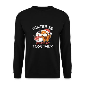 Panda roux L’hiver est plus chaud ensemble Bonhomme de neige - Sweat-shirt Unisexe - noir - Devant - Alina (178cm) & Michal (187cm)