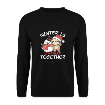 Sloth Winter is warmer together snowman - Unisex Sweatshirt - black - Front - Alina (178cm) & Michal (187cm)
