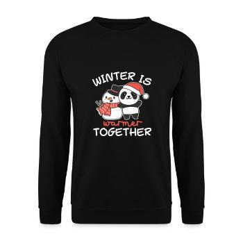 Panda Winter is warmer together Snowman - Unisex Sweatshirt - black - Front - Alina (178cm) & Michal (187cm)