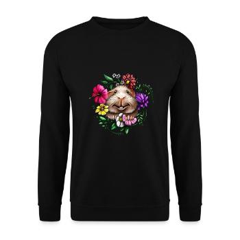 Cochons d’Inde aux cheveux lisses avec des fleurs colorées - Sweat-shirt Unisexe - noir - Devant - Alina (178cm) & Michal (187cm)