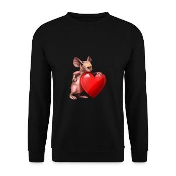 Cochon d’Inde maigre Amour avec cœur - Sweat-shirt Unisexe - noir - Devant - Alina (178cm) & Michal (187cm)